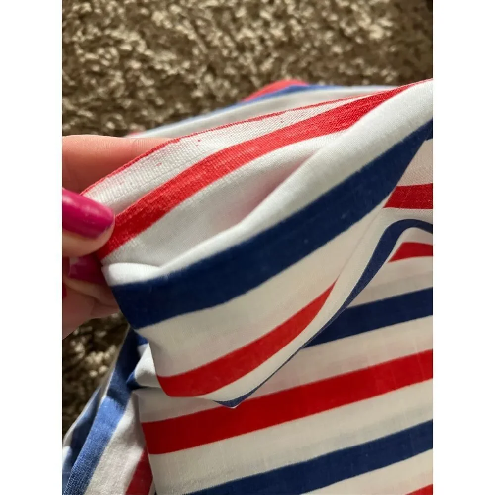 VTG Pequot Nautical Stripe Sheet Set Full Coastal Preppy USA Muslin